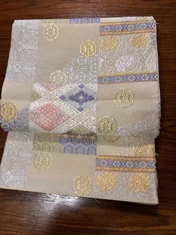 베이지 계열 자수 장식 후쿠로 오비