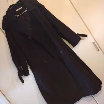 블랙 더블 브레스트 롱 코트