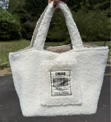 [ 새상품 ] 시마무라 MAYO 리버서블 보아 토트백 아이보리 x 베이지