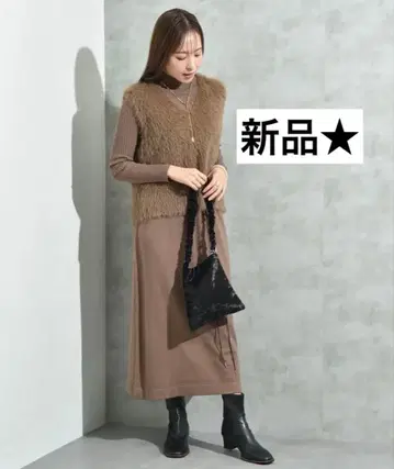 새상품 샤기 니트 세트 원피스 브라운 니트 원피스 긴팔