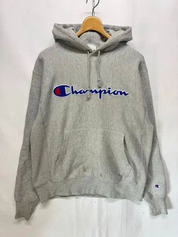 챔피온 챔피온 리버스 위브 빅 로고 후드티 그레이