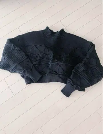 LAVANDA 라바나다 오픈 백 패턴 니트 블랙 F 새상품