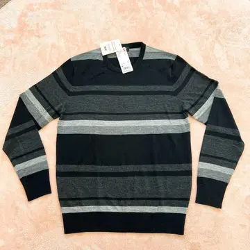 [ 새상품 ] UNIQLO 엑스트라 파인 메리노 보더 크루넥 스웨터 M