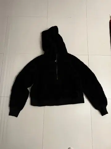 룰루레몬 하프 지퍼 블랙 후드 부착 후드티 사이즈 L