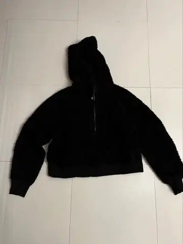 룰루레몬 하프 지퍼 블랙 후드 부착 후드티 사이즈 L