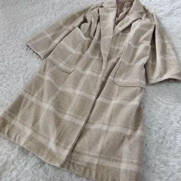 체크 오버 롱 코트 노알 NOAHL 베이지 M 울 면