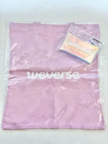 weverse 로고 토트백 파우치 핑크