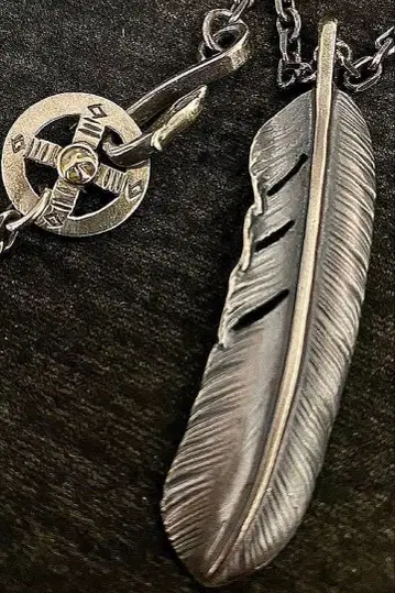 goro's 플레인 특대형 페더 이글 후크 세로 각인 체인 세트 고로즈