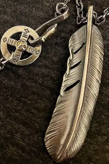 goro's 플레인 특대형 페더 이글 후크 세로 각인 체인 세트 고로즈