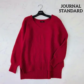 새상품급 저널 스탠다드 니트 스웨터 울 100% V넥 빨간색