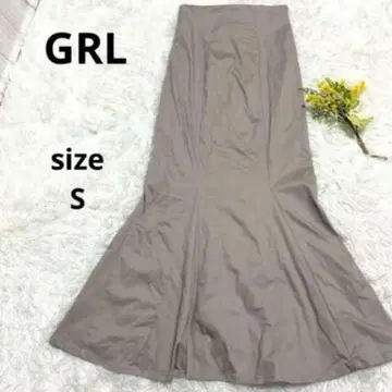 GRL 머메이드 스커트 성숙 캐주얼 베이지 무지 슬릿 [ S ]