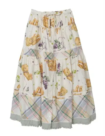 핑크하우스 곰 포도 패치워크 스커트