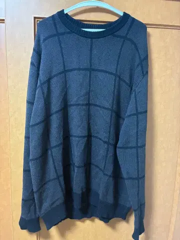 BILLABONG 다크 블루 체크 무늬 니트 스웨터 L 사이즈