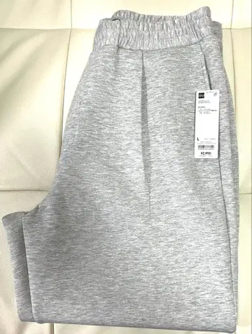 미사용 GU 퍼프 맨투맨 캐럿 팬츠 그레이 L 사이즈