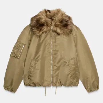 새상품급 ZARA 인조 모피 옷깃 봄버 자켓 S
