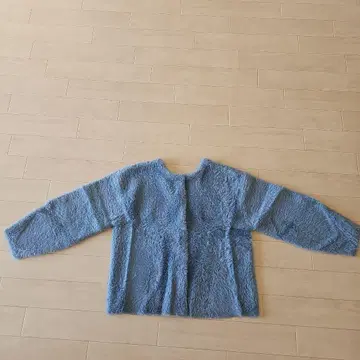 PLST 블루 복슬복슬 니트 스웨터 가디건