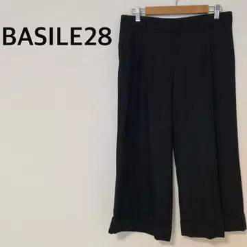 BASILE28 울 혼방 팬츠 센터 프레스 블랙