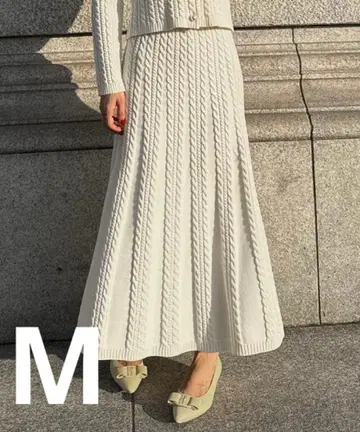 JENNE 케이블 니트 스커트 화이트 M