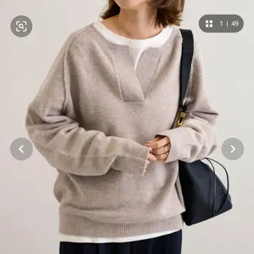 프레임워크 미들 게이지 천축 헨리 풀오버 베이지 울