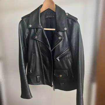 ZARA WOMAN 블랙 가죽 라이더 자켓 S