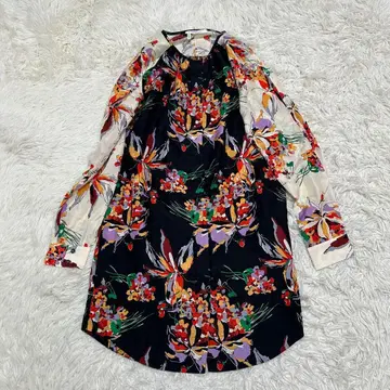 DEREK LAM 10 CROSBY 실크 플라워 올 패턴 셔츠 원피스