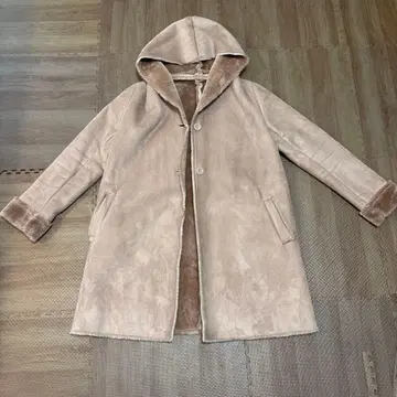 후드 부착 핑크 무스탕 코트 아우터 복슬복슬 푹신푹신