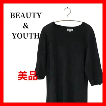 라운드넥 7부 소매 리브 니트 튜닉 린넨 B2101