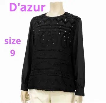 새상품급 다*D'azur 블랙 반짝임 스톤 멋진 노카라 블라우스 9호