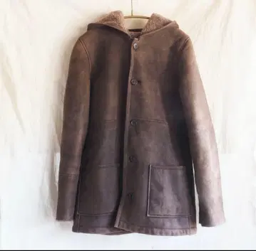 A.P.C. 브라운 후드 부착 무스탕 코트 xs