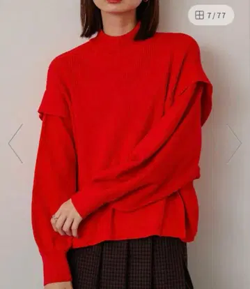 센스 오브 플레이스 스트레치 숄더 턱 스웨터 레드