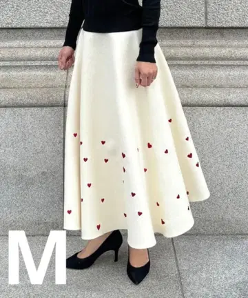JENNE 하트 자수 니트 스커트 화이트 M
