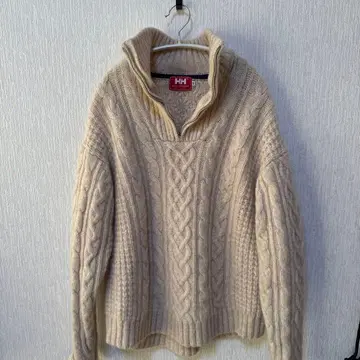 HELly Hansen 베이지 케이블 짜임 스웨터 M