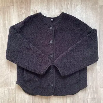 유니클로 보아 플리스 릴랙스 가디건 ( S ) [ 블랙 ]