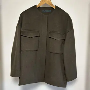 브라운 노카라 자켓 울 혼방