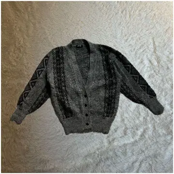 ELHEART 긴팔 니트 가디건 패턴 다크 그레이