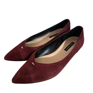 파비오 루스코니 35 스웨이드 플랫슈즈 와인 레드