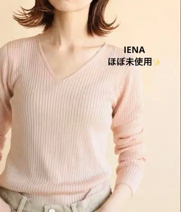 컨디션 최상 이에나 V넥 풀오버 리브 니트 핑크