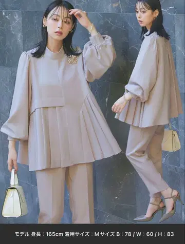 포멀 드레스 워셔블 플리츠 상의 & 테이퍼드 팬츠