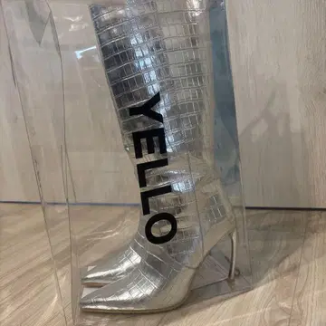 YELLO 실버 크로코 롱 부츠