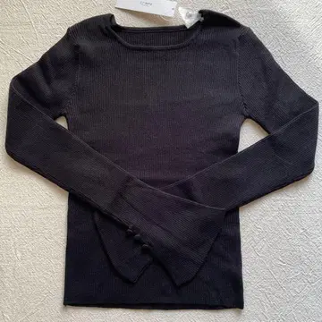 리브 니트 다크 그레이 긴팔