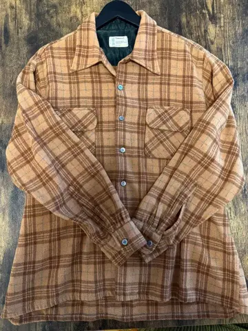 TOWNCRAFT 울 셔츠 브라운 계열 오픈 카라 셔츠