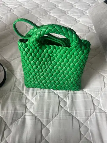 뜨개질 디자인 그린 숄더백