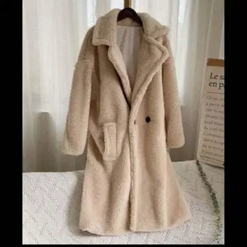 한국 무스탕 롱 코트 베이지