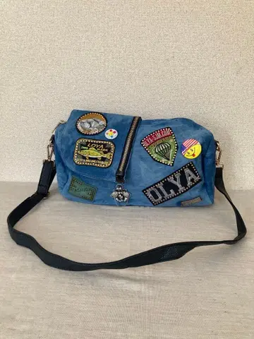 데님 백 패치워크 숄더 파랑