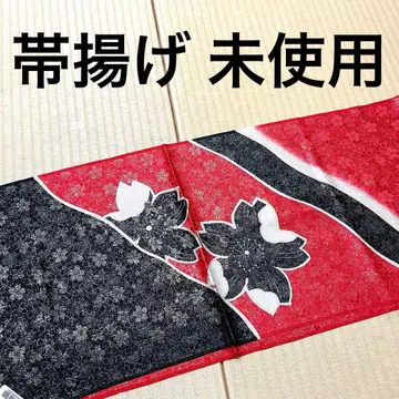 미사용 오비 장식 천 금박 화려한 빨간색 블랙 금 화이트