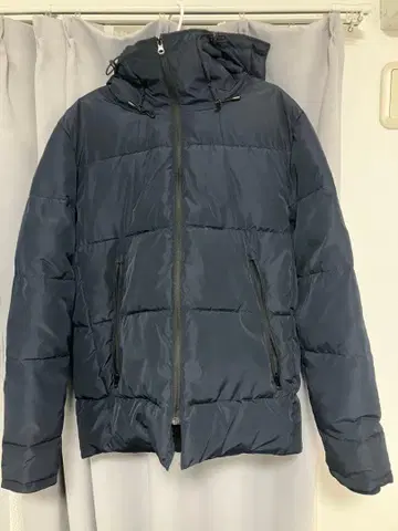 네이비 후드 부착 다운 자켓 XXL