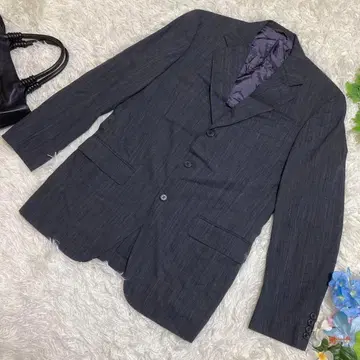 컨디션 최상 뉴요커 비즈니스 자켓 다크 그레이 백 오픈 린넨 혼방 M