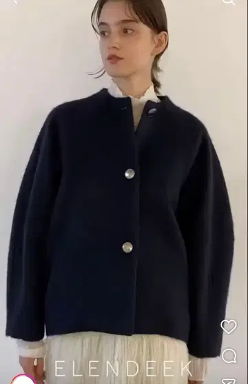 ELENDEEK 네이비 멜톤 노카라 자켓