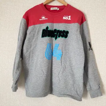 BLUE CROSS [ L ] 긴팔 트레이닝복 그레이/레드 맨투맨!