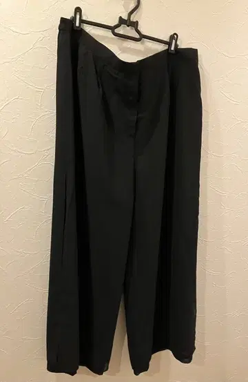 블랙 와이드 팬츠 2장 겹침 사이드 슬릿 5L 사이즈